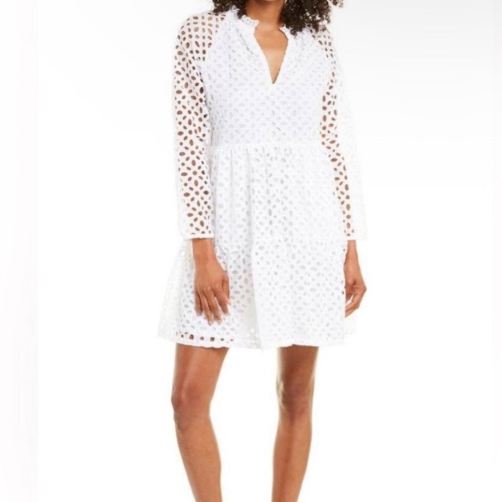 J.crew Tiered Popover Eyelet Long Sleeve Dress. NWOT. Size Small